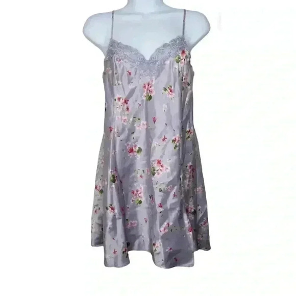 Vintage 90s Victoria's Secret Slip Nightgown Lavender Floral Lace Lingerie SizeS - Picture 1 of 16